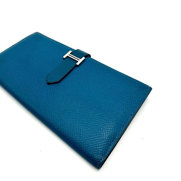 Hermes Blue Epsom SHW Bearn Wallet - Picture 3 of 8